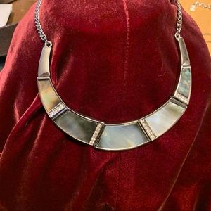 WHBM silver tone Abalone shell statement necklace